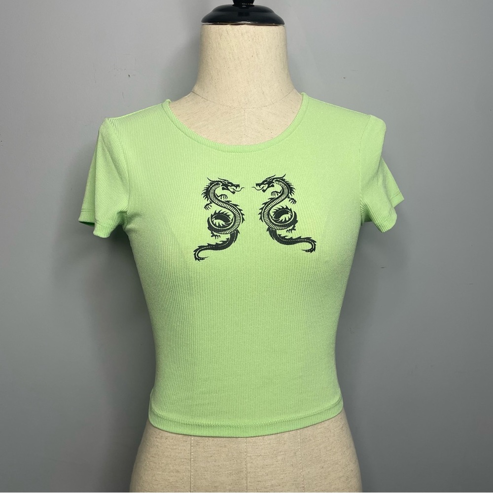 *PRINCESS POLLY* Green Ribbed Crop Top